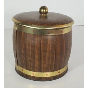 Vintage Wood Grain Tea Cookie Candy Tin Can Container Made in England